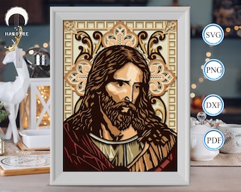 Jesus shadow box svg, Jesus paper cut light box, shadow box template for Cicut DIY, 3D light box SVG handmade 10