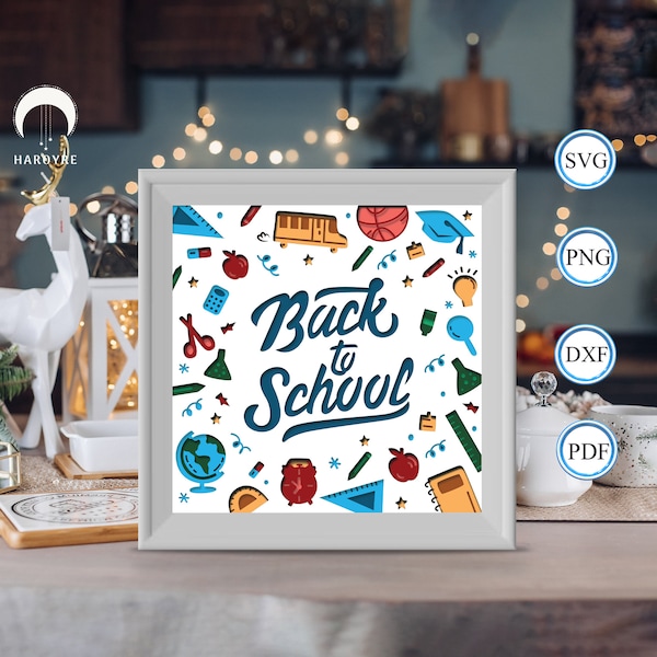 Back To School shadow box svg, School paper cut light box, shadow box template for Cicut DIY, 3D light box SVG handmade Back To School shadow box svg, School paper cut light box, shadow box template for Cicut DIY, 3D light box SVG handmade