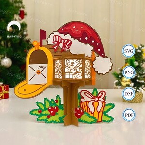 Lanterne de boîte aux lettres de Noël SVG pour projet Cricut DIY, boîte aux lettres de Noël, lampe de boîte aux lettres de Noël lanterne pour décoration d'intérieur