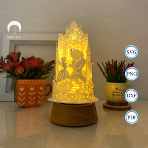 La bête lanterne SVG pour Cricut Project DIY, boîte d'ombre de la Saint-Valentin, lampe dôme de lanterne pour la décoration de la Saint-Valentin