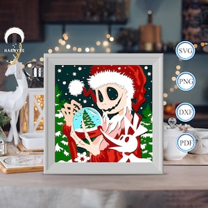 3D Christmas Nightmare Shadow Box, pour Silhouette, fichiers pour cricut, Svg de papier cartonné, modèle de découpe de papier