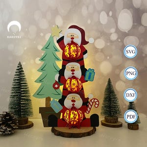 Santa 4 Funny Santa Lantern SVG voor Cricut Project DIY, Christmas Shadow Box, Lantern Christmas Lamp For Home Decor