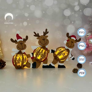 Rendier 4 lantaarn SVG voor Cricut Project DIY, kerstschaduwdoos, lantaarn kerstlamp voor woondecoratie