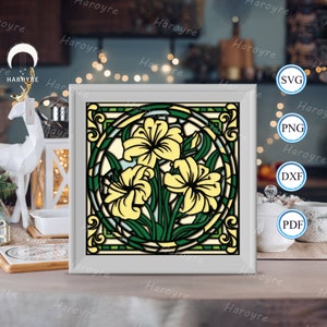 3d Lily Shadow Box, for Silhouette, Files for cricut, Cardstock Svg, Paper Cut Template