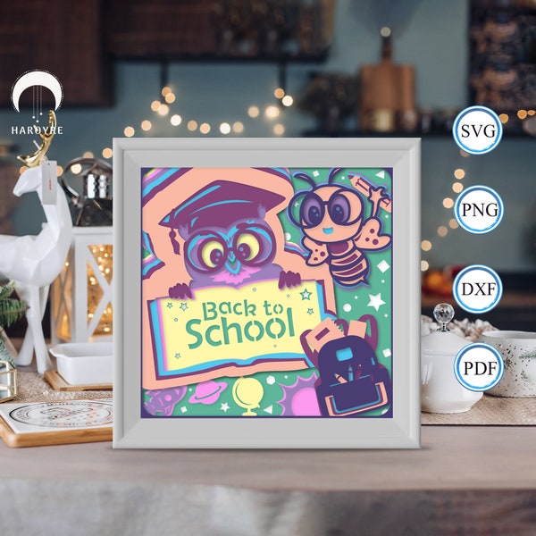 Back To School shadow box svg, School paper cut light box, shadow box template for Cicut DIY, 3D light box SVG handmade 2 Back To School shadow box svg, School paper cut light box, shadow box template for Cicut DIY, 3D light box SVG handmade 2