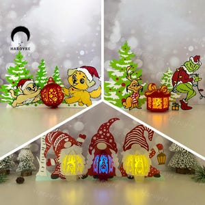Pack 3 verschillende kerstlantaarn 18 lantaarn SVG voor Cricut Project DIY, Christmas Shadow Box, lantaarn kerstlamp voor Home Decor