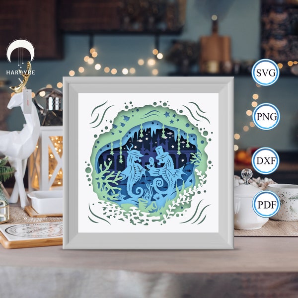 Seahorse shadow box svg, Seahorse paper cut light box, shadow box template for Cicut DIY, 3D light box SVG handmade 1 Seahorse shadow box svg, Seahorse paper cut light box, shadow box template for Cicut DIY, 3D light box SVG handmade 1
