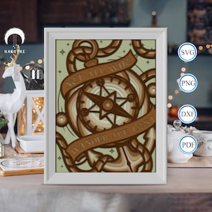 Shadow Box boussole 3D, pour Silhouette, fichiers pour cricut, papier cartonné Svg, modèle de découpe de papier
