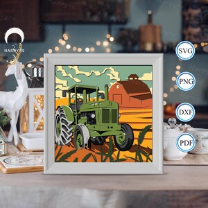 Shadow Box tracteur 3D, pour Silhouette, fichiers pour cricut, papier cartonné Svg, papier découpé modèle 2