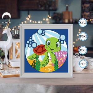 Shadow Box tortue de mer 3D, pour Silhouette, fichiers pour cricut, papier cartonné Svg, papier découpé modèle 4
