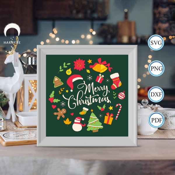 Christmas shadow box svg, Gnome paper cut light box, shadow box template for Cicut DIY, 3D light box SVG handmade 2 Christmas shadow box svg, Gnome paper cut light box, shadow box template for Cicut DIY, 3D light box SVG handmade 2