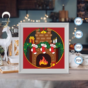 Benutzerdefinierte 3D-Mantel mit Schattenbox für Silhouette, Cricut-Dateien, Karton-Svg-Papierschnitt-Vorlage