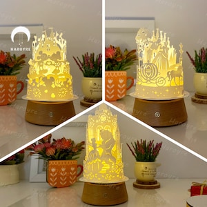 Lot de 3 lanternes dôme SVG pour projet Cricut DIY, boîte d'ombre de la Saint-Valentin, lampe dôme de lanterne pour la décoration de la Saint-Valentin