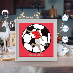 Shadow Box football 3D, pour Silhouette, fichiers pour cricut, papier cartonné Svg, papier découpé modèle 2