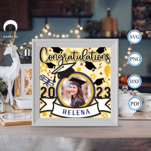 Shadowbox de remise des diplômes personnalisé 3D, pour Silhouette, fichiers pour cricut, papier cartonné Svg, modèle de papier découpé 3