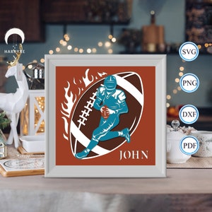Shadow Box football américain 3D, pour Silhouette, fichiers pour cricut, papier cartonné Svg, papier découpé modèle 4