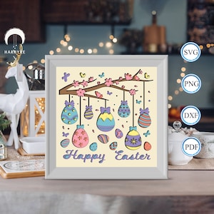 Boîte d'ombre d'oeufs de Pâques 3D, pour la Silhouette, des fichiers pour cricut, Svg de papier cartonné, modèle de coupe de papier