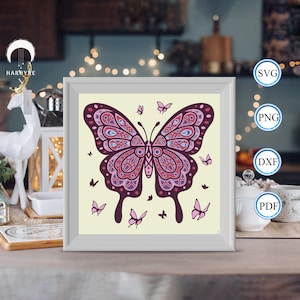 3d Butterfly Shadow Box, for Silhouette, Files for cricut, Cardstock Svg, Paper Cut Template 3