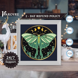3d Night Butterfly Shadow Box, for Silhouette, Files for cricut, Cardstock Svg, Paper Cut Template
