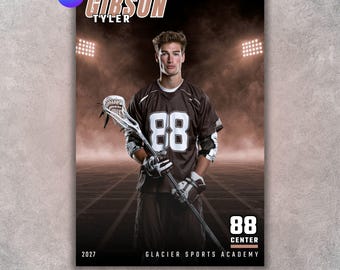 Lacrosse Poster Template, Editable in Canva, Senior Night, Custom Poster, Player Card, Memory Mate, Lacrosse Team Background