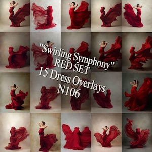 Red Dress Background, Digital Dress Overlays, Maternity Gown Backdrop, Pregnancy Fine Art, Flying Fabric, Minimal