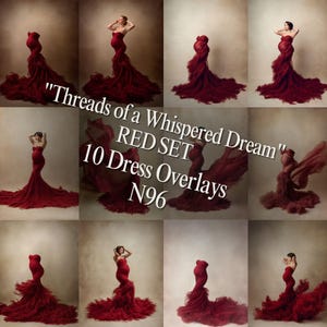 Red Dress Background, Digital Dress Overlays, Maternity Gown Backdrop, Pregnancy Fine Art, Flying Fabric, Minimal