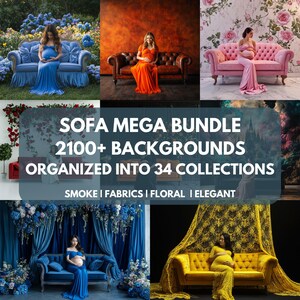 2100+ Sofa Backgrounds & Overlays Mega Bundle: Floral Couch Digital Backdrops, For Maternity and Kids Photoshoot