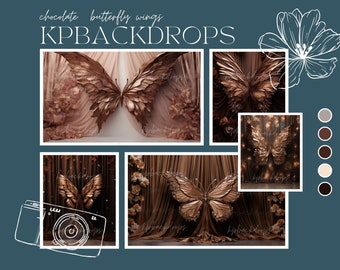 Chocolate Butterfly Wings Digital Backdrops, Maternity Backdrop Overlay, Studio Backdrop Overlay, Photography Overlay, Fine Art Textures