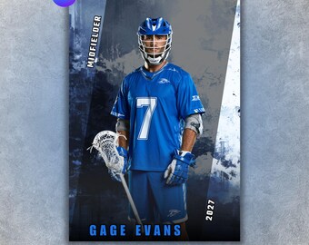 Lacrosse Poster Template, Editable in Canva, Senior Poster, Custom Cards, Custom Card, Memory Mate, Digital Backdrop Sports Art