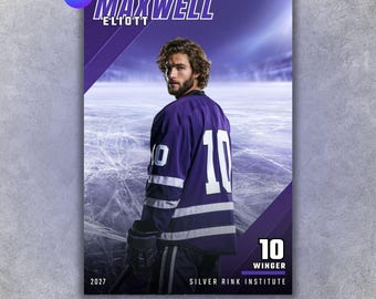 Hockey Poster Template, Editable in Canva, Senior Banner, Custom Sports Poster, Custom Card, Memory Mate, Digital Background