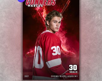 Hockey Poster Template, Editable in Canva, Senior Night Poster, Custom Sports Banner, Player Card, Memory Mate, Sports Photography