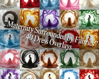 Fabrics & Maternity Dress Background, Digital Dress Overlays, Maternity Gown Backdrop, Pregnancy Fine Art