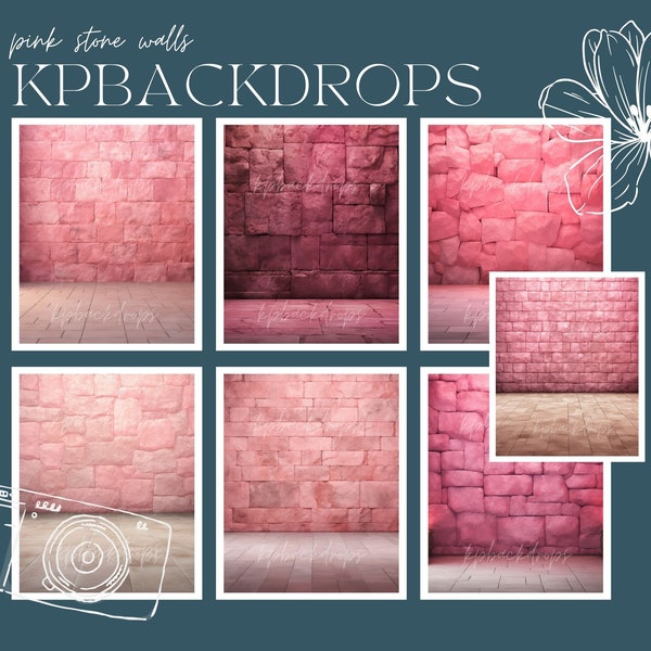 Pink Stone Wall Digital Backdrop, Maternity Photo Backdrop, Studio Background, Photoshop Composite,Portrait Background Overlay W14