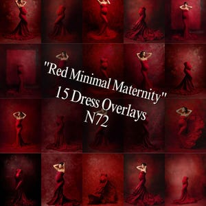 Red Dress Background, Digital Dress Overlays, Maternity Gown Backdrop, Pregnancy Fine Art, Flying Fabric, Minimal