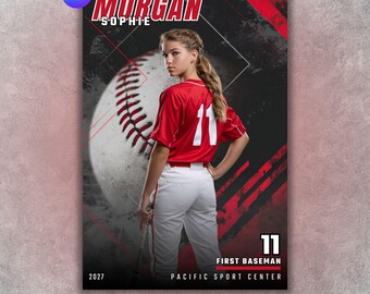 Softball Poster Template, Editable in Canva, Senior Night, Custom Poster, Player Card, Memory Mate, Softball Team Background