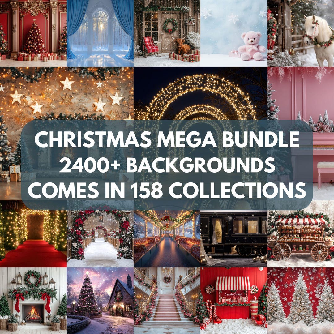 2400+ Christmas Backdrops Mega Bundle, Cozy Winter Background Overlays ...