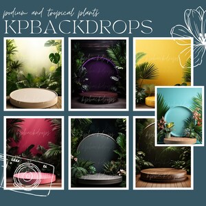 Multicolor Tropical Podium Digital Backdrops, Maternity Backdrop Overlay, Studio Backdrop Overlay, Photography Overlay, Fine Art Textures
