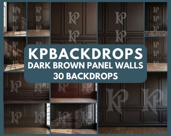 Dark Brown Panel Wall Backdrop, Maternity Digital Backdrops, Studio Backdrop Overlays, Room Background, Fine Art Textures, Photoshop W3