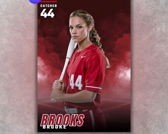 Softball Poster Template, Editable in Canva, Senior Night, Custom Poster, Player Card, Memory Mate, Digital Sports Photography Backdrop