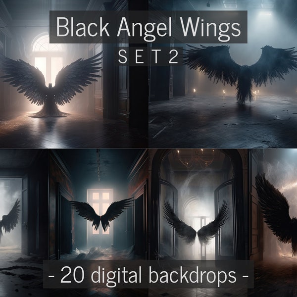 Black Angel Wings Digital Backdrops, Maternity Backdrop Overlays, Studio Backdrop, Fine Art Textures, Photoshop Overlays, Wings Overlays