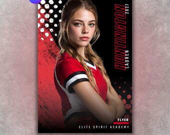 Cheer & Dance Poster Template, Editable in Canva, Senior Poster, Custom Sports Banner, Player Card, Memory Mate, Digital Background Design