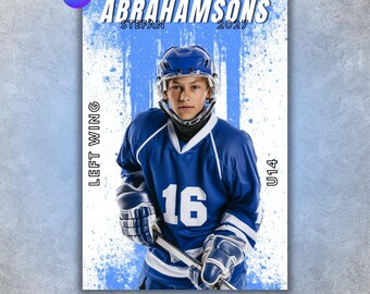 Hockey Poster Template, Editable in Canva, Senior Night Poster, Custom Banner, Custom Card, Memory Mate, Digital Sports Background