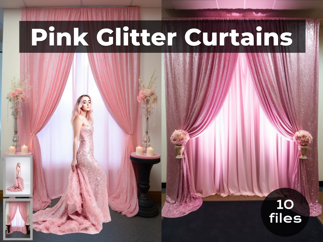 Pink Glitter Curtain Digital Backdrop Digital Overlay Etsy