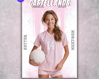 Volleyball Poster Template, Editable in Canva, Senior Night Poster, Custom Banner, Custom Card, Memory Mate, Digital Sports Background
