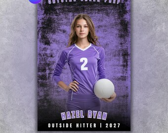 Volleyball Poster Template, Editable in Canva, Senior Banner, Custom Banner, Player Card, Memory Mate, Digital Volleyball Poster