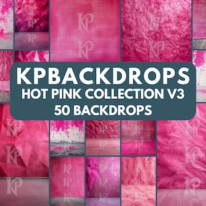 Hot Pink Collection V3 Digital Backdrop, Maternity Photo Backdrop, Wall Background, Studio Photoshop Composite, Floral Room Overlay 24H1