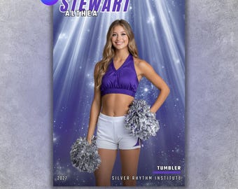Cheer & Dance Poster Template, Editable in Canva, Senior Poster, Custom Cards, Custom Card, Memory Mate, Digital Backdrop Sports Art
