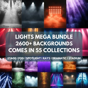 2600 nakładek świetlnych tła Mega Bundle do sportu, promieni scenicznych, mgły reflektorowej, dramatycznego stadionu,