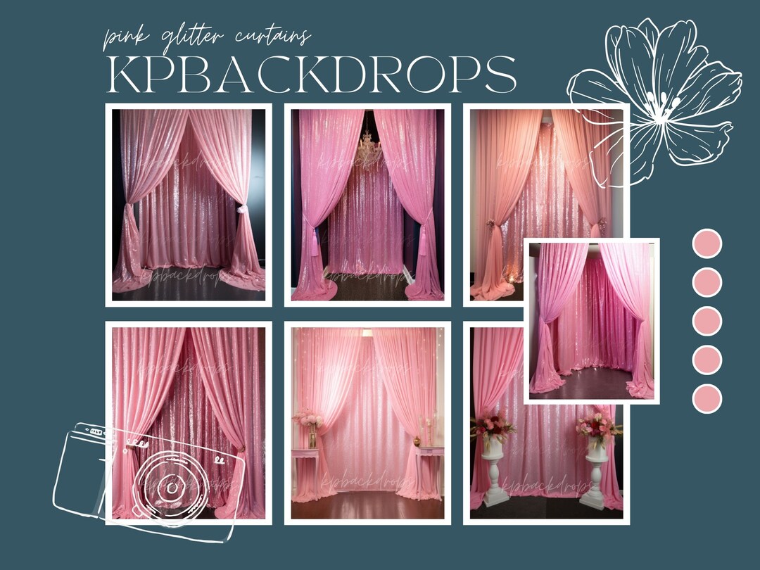 Pink Glitter Curtains Backdrops Set of 10 Maternity Etsy