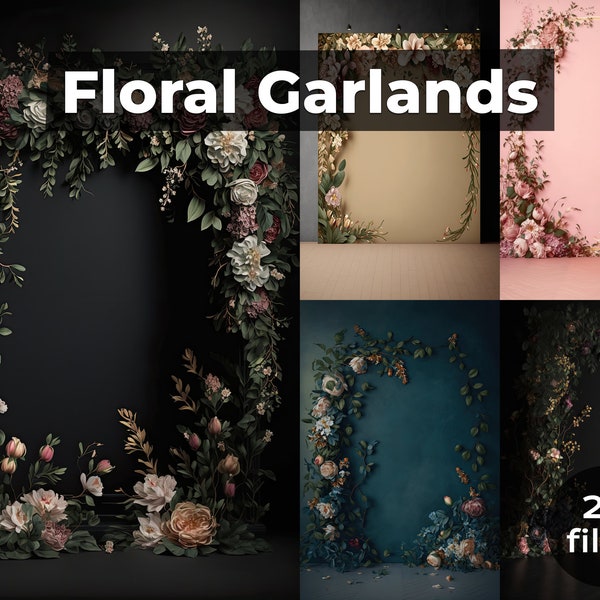 Floral Garlands Digital Backdrop, Digital Overlay, Maternity Backdrop Overlay, Studio Backdrop, Fine Art Texture, Photoshop overlay